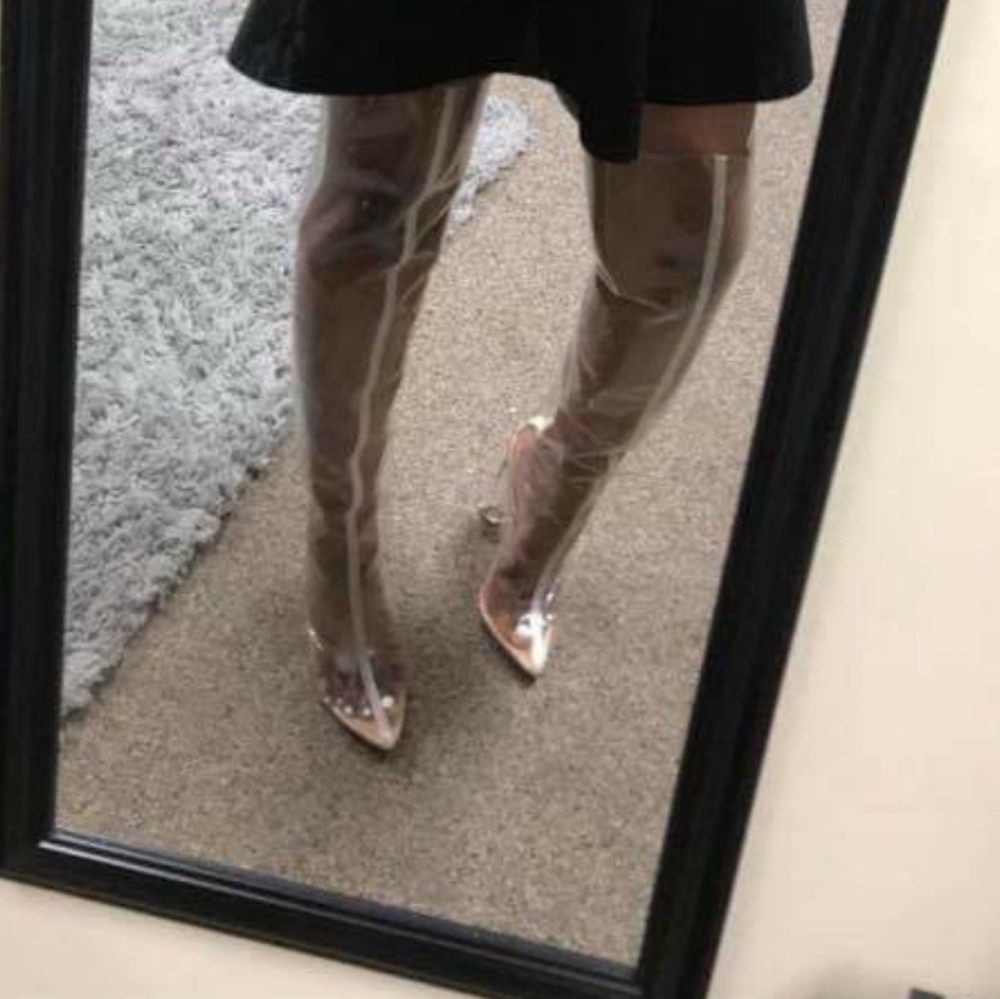 Clear Thigh High Boots